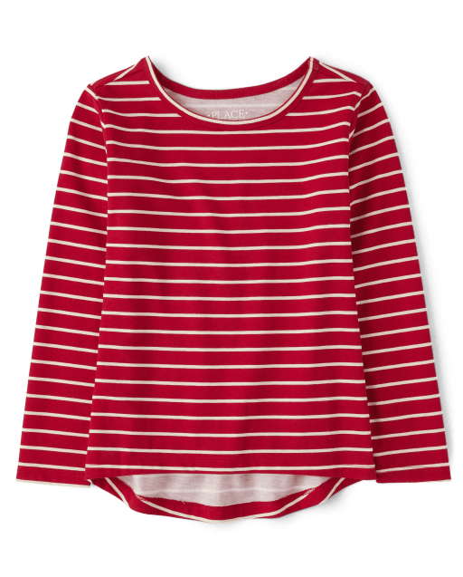 T-shirt basique à superposition rayé pour fille