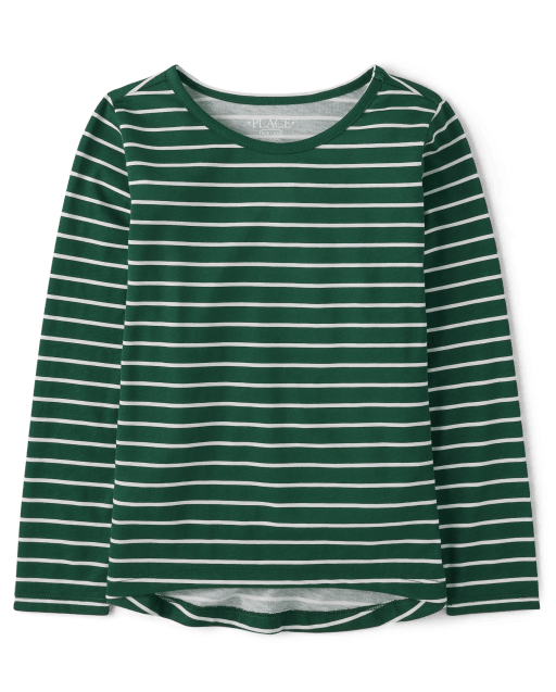 Girls Striped High Low Tee Shirt