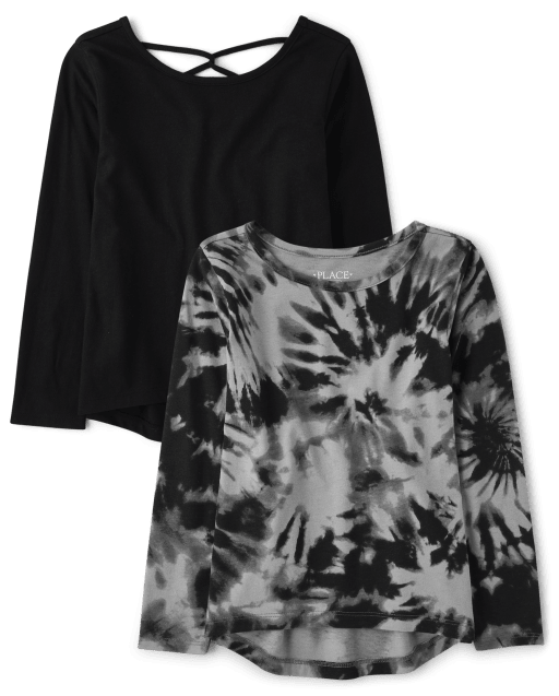 Girls Tie Dye High-Low Top 2-Pack