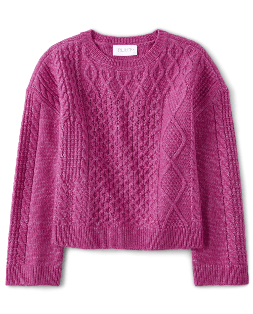 Girls Cable Knit Cropped Sweater