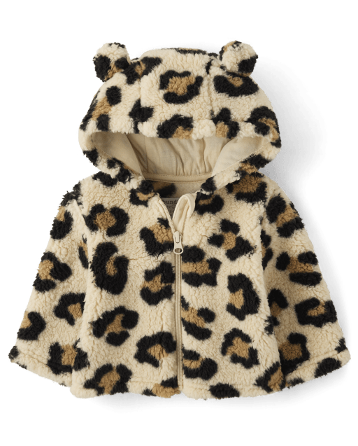 Baby Girls Leopard Sherpa Cozy Jacket