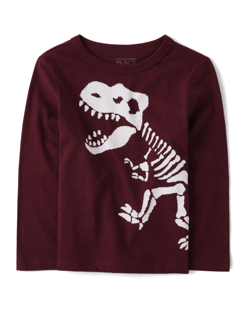 Baby And Toddler Boys Dino Skeleton Graphic Tee