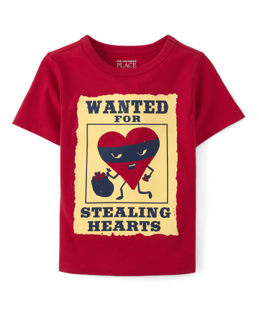 T-shirt graphique « Recherché » pour bébés et petits garçons à l'occasion de la Saint-Valentin