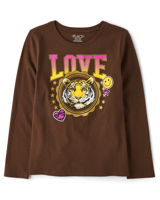 T-shirt graphique Tiger Love pour filles
