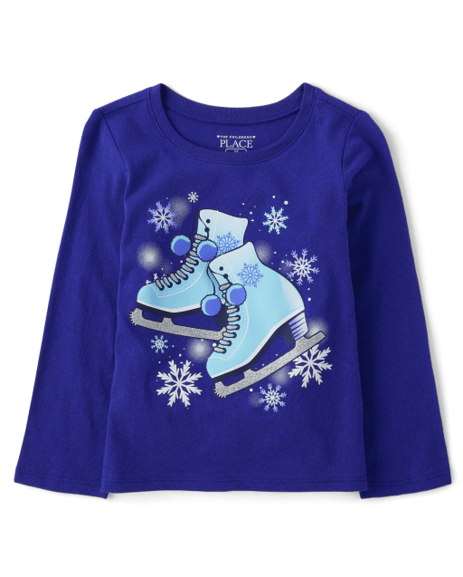 Baby And Toddler Girls Ice Skates Graphic Tee