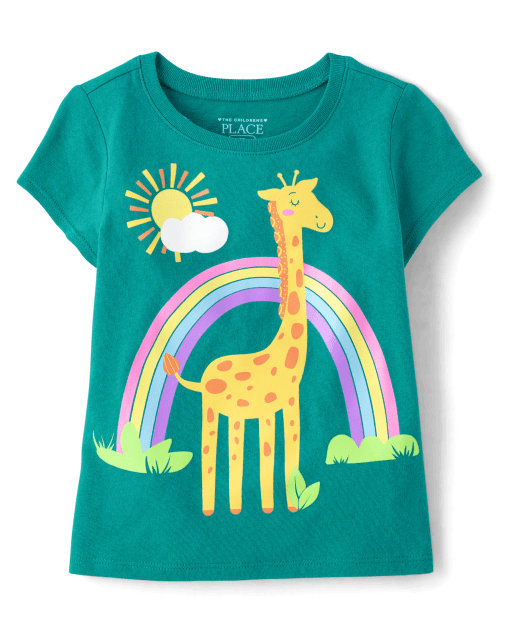 Baby And Toddler Girls Giraffe Rainbow Graphic Tee