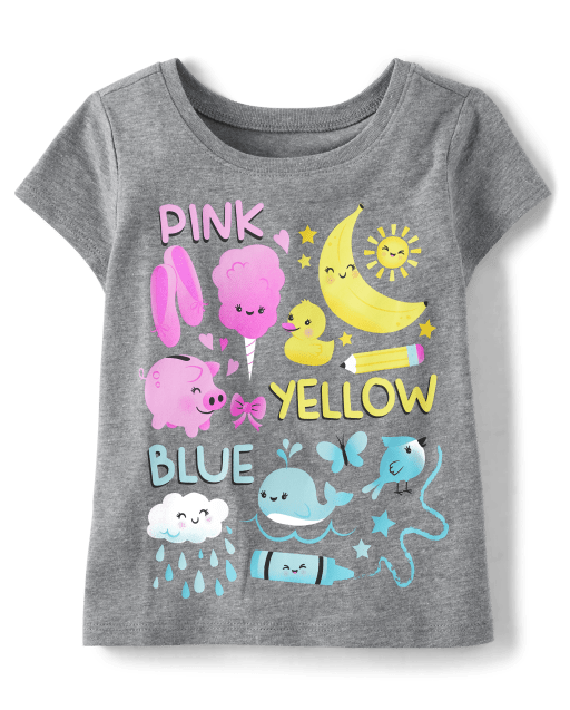 Baby And Toddler Girls Learning Colors Graphic Tee