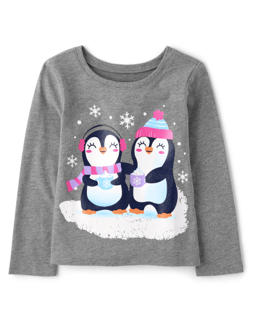 Baby And Toddler Girls Penguin Besties Graphic Tee