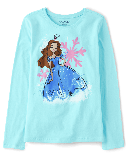 Camiseta con gráfico de princesa de invierno para niñas