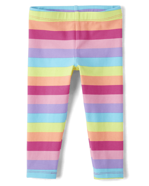 Toddler Girls Rainbow Striped Leggings