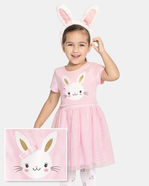 Toddler Girls Bunny Mesh Tutu Dress