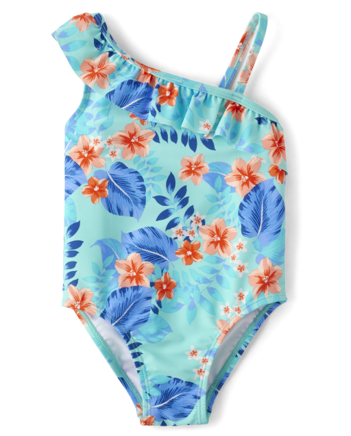 Baby And Toddler Girls Tropical Ruffle One Piece Swimsuit