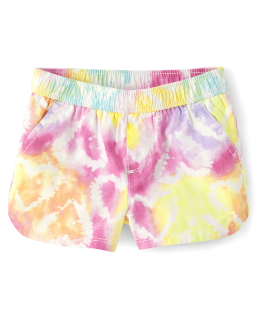 Baby And Toddler Girls Tie Dye Heart Twill Pull On Shorts