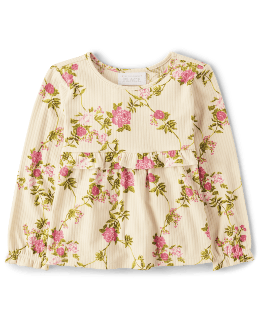 Baby And Toddler Girls Floral Ruffle Empire Babydoll Top