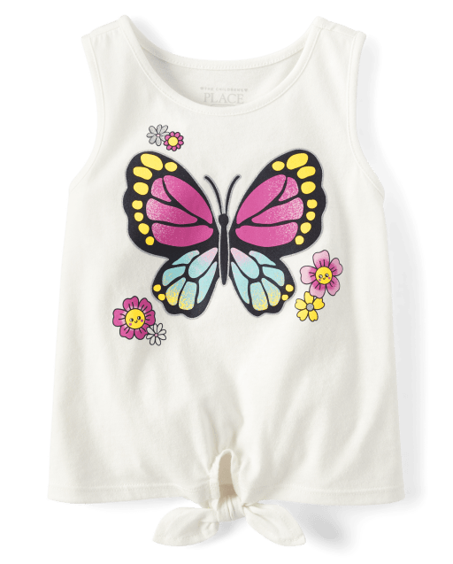 Baby And Toddler Girls Butterfly Tie-Front Tank Top