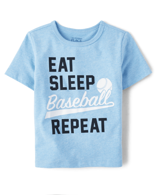 Baby And Toddler Boys Eat Sleep Baseball Repeat Graphic Tee