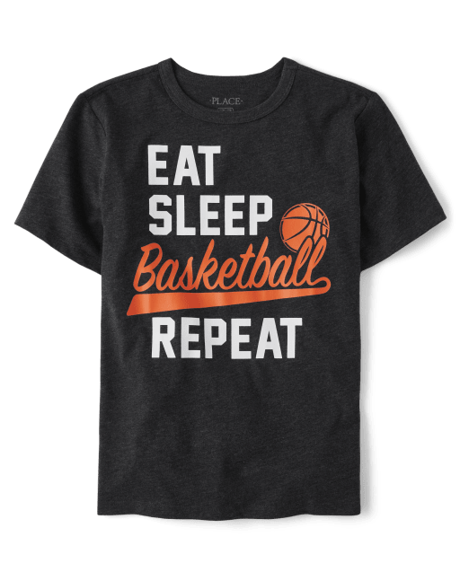Boys Eat Sleep Basketball Repeat Graphic Tee