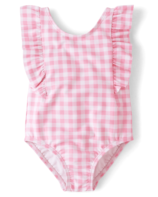 Baby And Toddler Girls Gingham Flutter One Piece Swimsuit