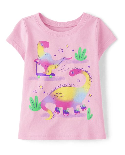 Baby And Toddler Girls Rainbow Dino Graphic Tee