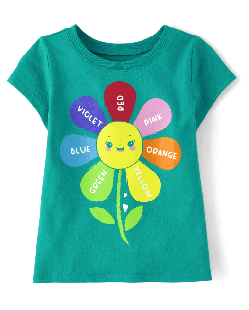 Baby And Toddler Girls Flower Colors Graphic Tee