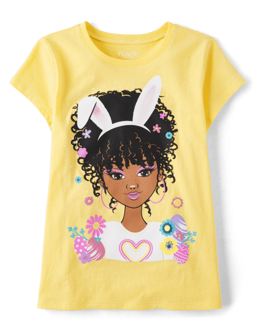 Camiseta con estampado de niña de Pascua para niñas