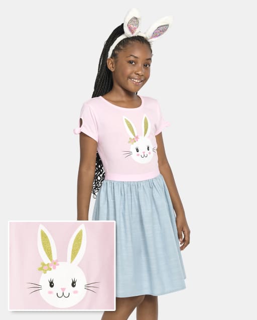 Girls Bunny Fit And Flare Dress