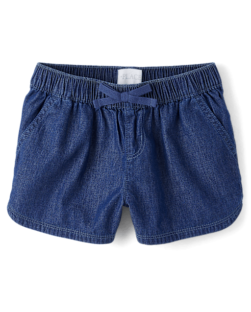Girls Chambray Pull On Shorts - Slim