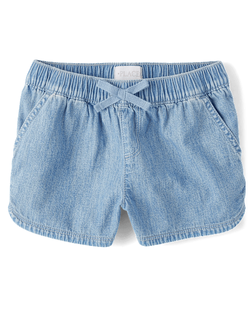 Girls Chambray Pull On Shorts - Slim