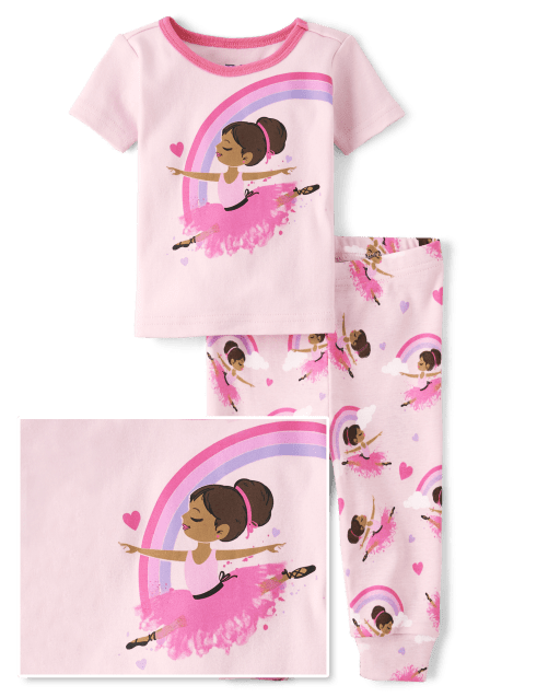 Pijamas de algodón ajustados con forma de bailarina para bebés y niñas pequeñas