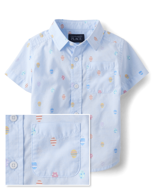 Baby And Toddler Boys Easter Egg Poplin Button Up Shirt