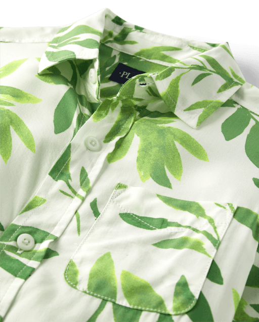 Mens Matching Family Palm Leaf Button Up Shirt - view 2