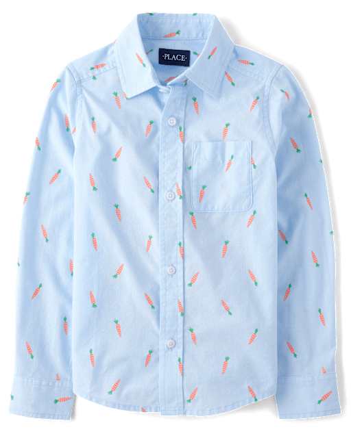 Boys Carrot Poplin Button Up Shirt