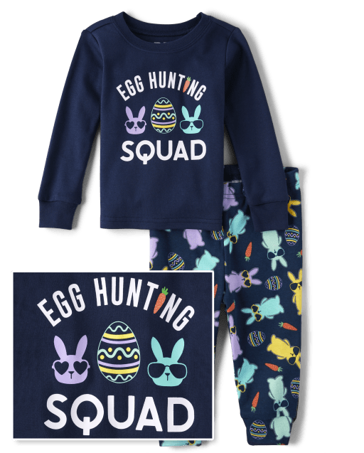 Baby And Toddler Boys Matching Family Egg Hunting Squad Snug Fit Cotton Pajamas