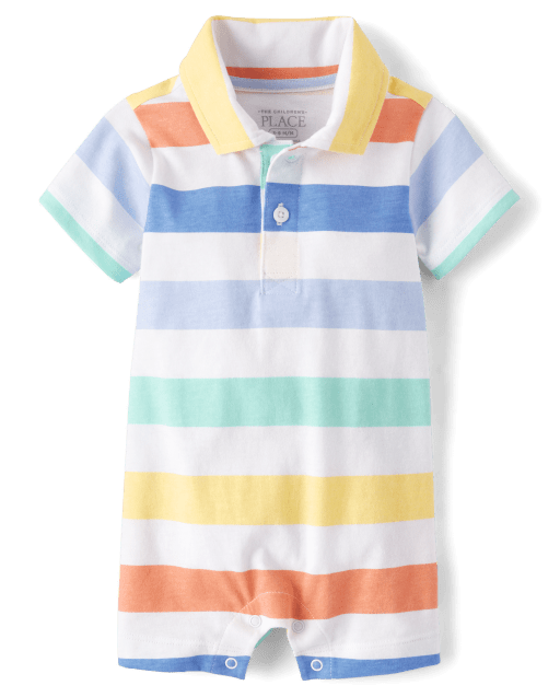 Baby Boys Striped Polo Romper