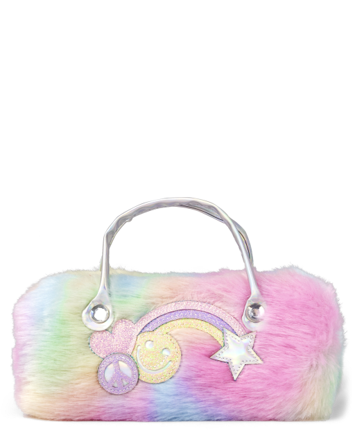 Girls Rainbow Tie Dye Faux Fur Sunglasses Case