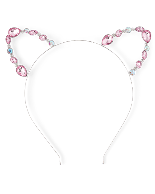 Girls Jeweled Cat Ears Headband
