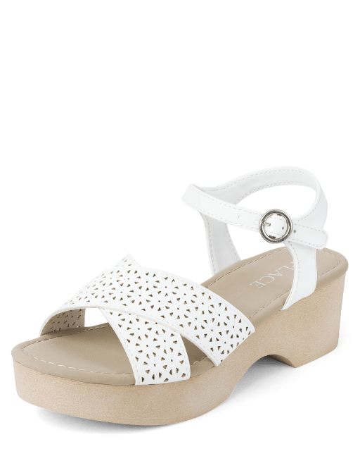 Girls Perforated Platform Sandals