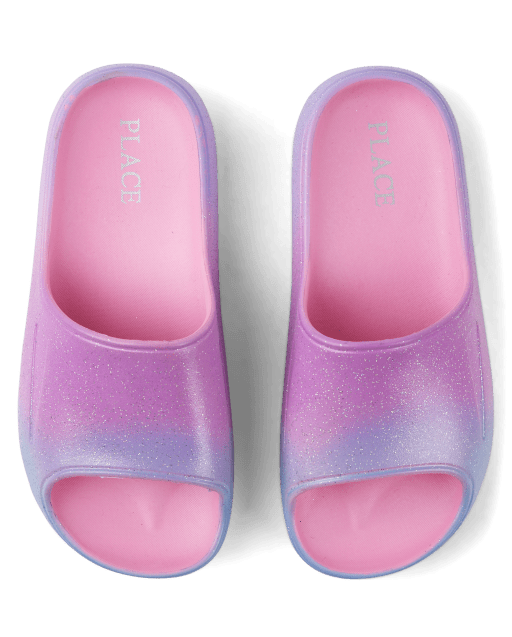 Girls Glitter Ombre Slides
