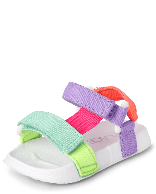 Sandalias tejidas con diseño color block para bebé niña