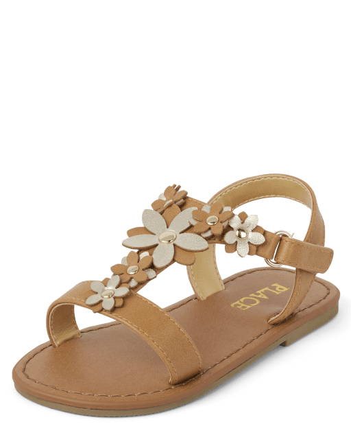 Toddler Girls Metallic Floral Gladiator Sandals