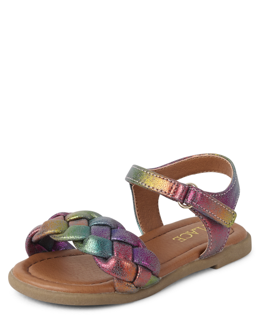 Toddler Girls Rainbow Ombre Braided Sandals