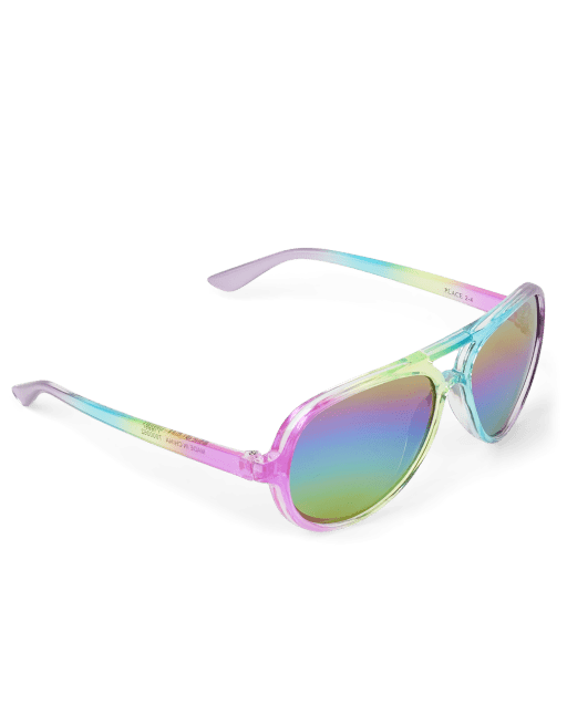 Toddler Girls Rainbow Tie Dye Aviator Sunglasses
