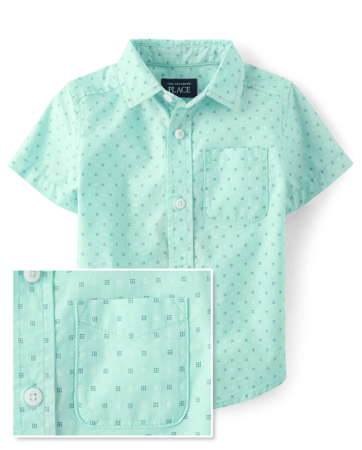 Baby And Toddler Boys Print Poplin Button Up Shirt