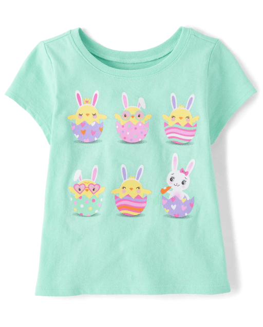 Camiseta con estampado de huevos de Pascua para bebés y niñas pequeñas