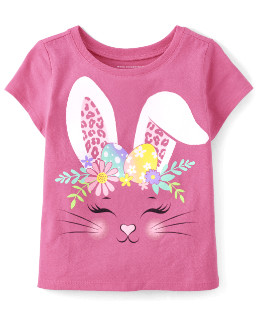 Camiseta con estampado de conejito de Pascua para bebés y niñas pequeñas