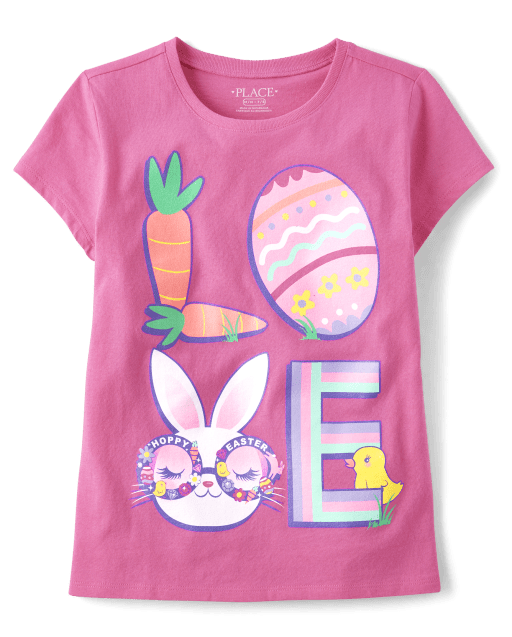 Camiseta con estampado de amor de Pascua para niñas