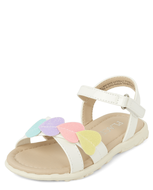 Toddler Girls Glitter Heart Faux Patent Leather Sandals