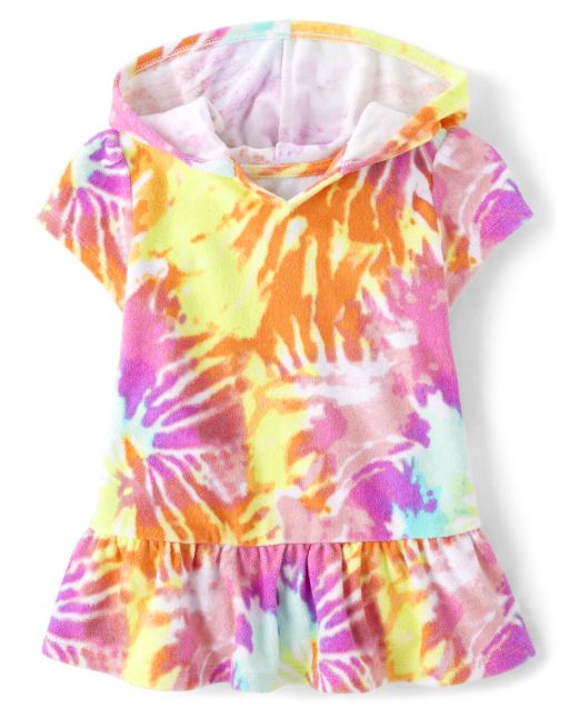 Baby And Toddler Girls Rainbow Tie Dye Terry Cover-Up