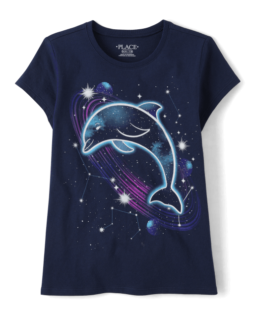 Camiseta con estampado de delfines para niñas