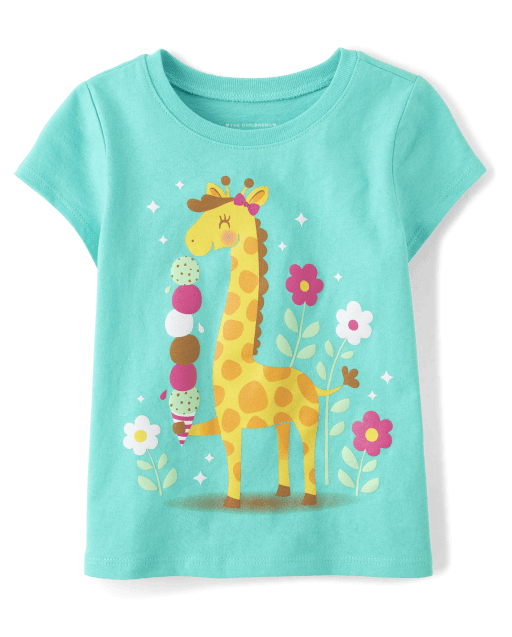 Camiseta con estampado de jirafa para bebés y niñas pequeñas